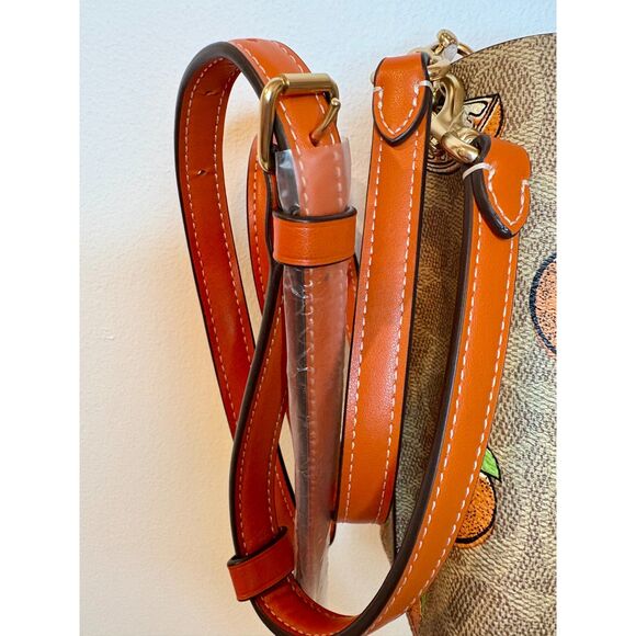 Coach Mollie Satchel Signature Canvas Orange Print Tan Multi NWT Crossbody - Picture 6 of 15